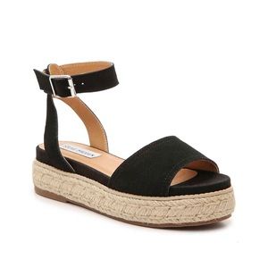 Steve Madden Black Suede Espadrille Sandals